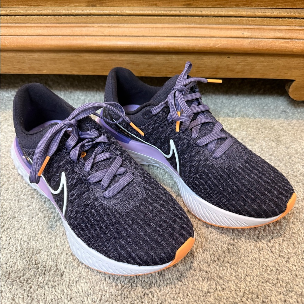 Nike React Flyknit Purple and Orange Sneakers